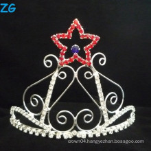 Fashion red star kids tiara, wholesale star pageant crowns, boys crowns birthday crown for kids